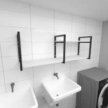 Prateleira industrial lavanderia aço preto 30cm branca ind07blav