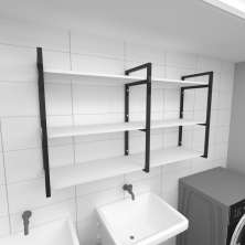 Prateleira industrial lavanderia aço preto 30cm branca ind11blav