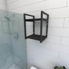 Prateleira industrial para banheiro aço cor preto prateleiras 30 cm cor preto modelo ind24pb