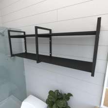Prateleira industrial para banheiro aço cor preto prateleiras 30cm cor preto modelo ind04pb