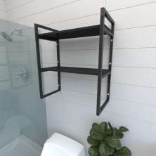 Prateleira industrial para banheiro aço cor preto prateleiras 30cm cor preto modelo ind08pb