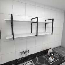 Prateleira industrial para cozinha aço cor preto prateleiras 30 cm cor branca mod ind05bc