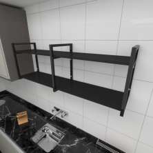 Prateleira industrial para cozinha aço cor preto prateleiras 30 cm cor preto modelo ind04pc