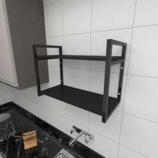 Prateleira industrial para cozinha aço cor preto prateleiras 30cm cor preto modelo ind01pc