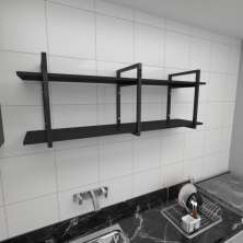 Prateleira industrial para cozinha aço cor preto prateleiras 30cm cor preto modelo ind05pc