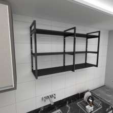 Prateleira industrial para cozinha aço cor preto prateleiras 30cm cor preto modelo ind11pc