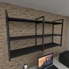 Prateleira industrial para escritório aço cor preto prateleiras 30 cm cor preto modelo ind11pes