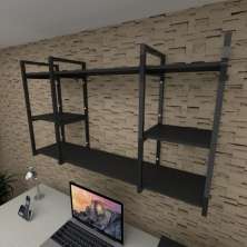 Prateleira industrial para escritório aço cor preto prateleiras 30 cm cor preto modelo ind17pes