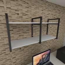 Prateleira industrial para escritório aço cor preto prateleiras 30cm cor cinza modelo ind22ces