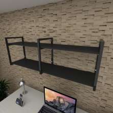 Prateleira industrial para escritório aço cor preto prateleiras 30cm cor preto modelo ind04pes