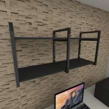Prateleira industrial para escritório aço cor preto prateleiras 30cm cor preto modelo ind22pes