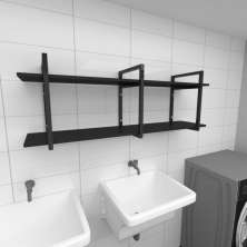 Prateleira industrial para lavanderia aço cor preto prateleiras 30 cm cor preto modelo ind05plav