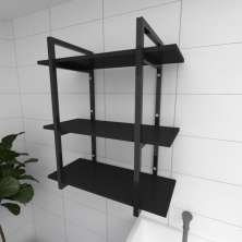 Prateleira industrial para lavanderia aço cor preto prateleiras 30 cm cor preto modelo ind09plav