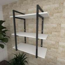 Prateleira industrial sala aço preto 30cm cor branca ind09bsl