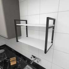 Prateleira industrialcozinha aço preto 30cm cor branca ind01bc