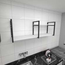 Prateleira industrialcozinha aço preto 30cm cor branca ind07bc