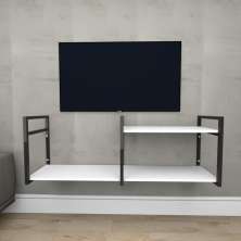 Rack estilo industrial aço cor preto prateleiras 30 cm cor branca modelo ind07brk