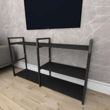 Rack estilo industrial aço cor preto prateleiras 30 cm cor preto modelo ind14prk