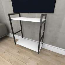 Rack estilo industrial aço cor preto prateleiras 30cm cor branca modelo ind10brk