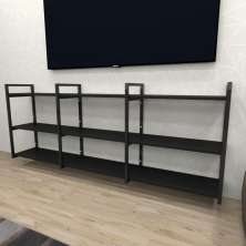 Rack industrial aço cor preto 180x30x68cm (C)x(L)x(A) cor mdf preto modelo ind35prk