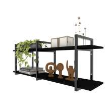 Rack industrial estante tv sala suspeso retro moderno simples pequeno 55 preto