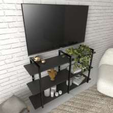 Rack industrial estante tv sala suspeso retro moderno simples pequeno 55 preto