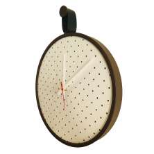  Relogio  Short Strip Marrom Alça Preta Mostrador Branco Perfurado 40 cm  