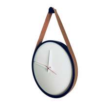  Relogio Adnet Preto Alça Caramelo Mostrador Branco  40 cm 