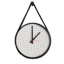  Relogio Adnet Preto Alça Preta Mostrador Branco Perfurado 40 cm  