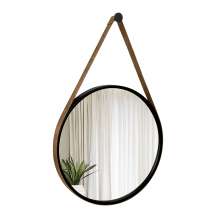 Espelho Decorativo Adnet  Preto Alça Rajada 60 cm de diâmetro
