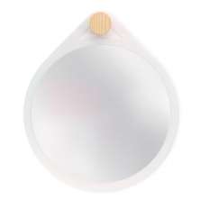 Espelho Decorativo Adnet Flat Branco Off White 40 Cm Redondo Branco, 40 cm