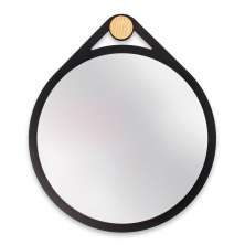 Espelho Decorativo Adnet Flat Preto 40 Cm Redondo Preto, 40 cm