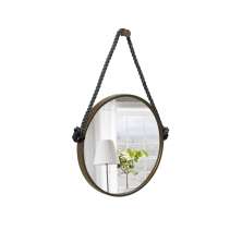 Espelho Decorativo Adnet Marrom Alça Sisal Black 40 Cm Redondo 40 cm