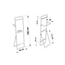 Espelho Decorativo De Chão Toalheiro Branco Off White 150x40 cm  