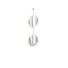 Espelho Decorativo Duplo Branco Alça Corrente 20 Cm e 20 Cm Redondo 20 cm