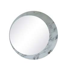 Espelho Decorativo Luna Mármore Branco 60cm Redondo Lateral 
