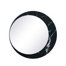 Espelho Decorativo Luna Mármore Preto 60cm Redondo Lateral 