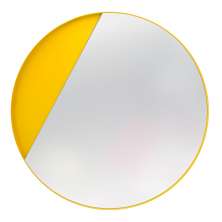 Espelho Decorativo Meia Lua Amarelo 50 Cm Redondo Amarelo, 50 cm