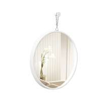 Espelho Decorativo Short Strip Branco Alça Corrente 40 Cm Redondo Branco, 40 cm