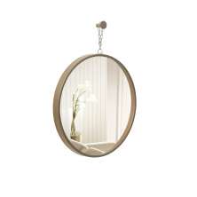 Espelho Decorativo Short Strip Marrom Alça Corrente 40 Cm Redondo Marrom, 40 cm