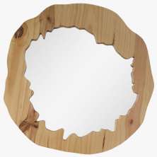 Espelho Emoldurado Tronco Pinus Amadeirado 35cm Orgânico 