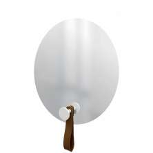 Espelho Funcional Hook Branco Alça Caramelo 50 Cm Redondo