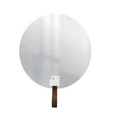 Espelho Funcional Hook Branco Alça Caramelo 50 cm Redondo 