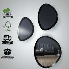 Kit Espelho Decorativo Orgânico Preto 29x44cm, 43x58cm e 58x70cm Epmg 