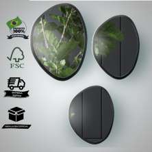 Kit Espelho Decorativo Orgânico Preto 35x50, 50x64 e 64x77 cm Preto