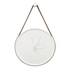 Relógio Decorativo Adnet Branco Alça Caramelo Mostrador Branco 40 Cm 