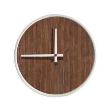 Relógio Decorativo Round Branco Mostrador Pau Ferro Ponteiro Branco  40 Cm Diâmetro
