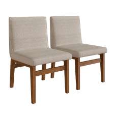 Conjunto com 2 Cadeiras Biena Algodão Bege e Nogueira