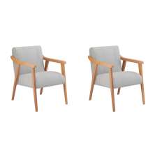 Conjunto com 2 Poltronas Flávia Cinza e Natural