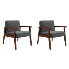 Conjunto com 2 Poltronas Julia Poliéster Grafite e Castanho